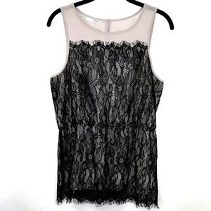 Maurices Black Lace Eyelash Fringe Overlay Top M
